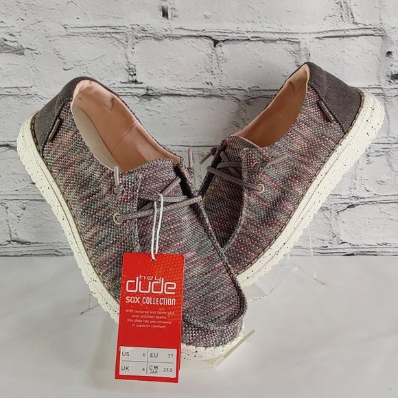 HEY DUDE 'WENDY SOX' MOCCASIN SHOES ANTIQUE ROSÈ HEATHER - Picture 1 of 16